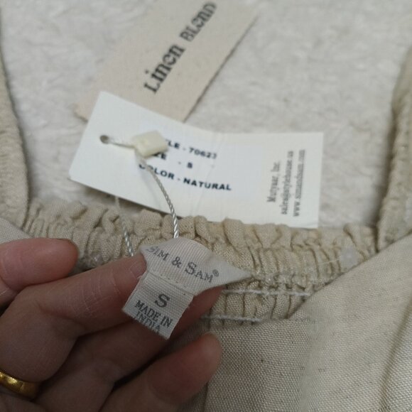 Sim and Sam Women's 100% Linen Cream Dress Size S - Picture 6 of 7